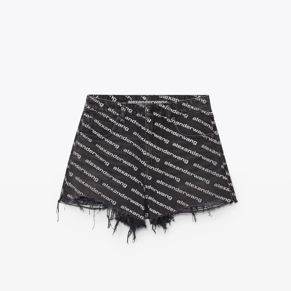 Alexander Wang Black Jean Shorts Distressed High-Waisted